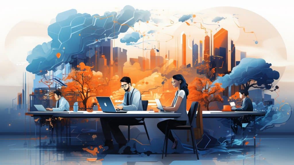 Marketers and developers working on SEO strategies