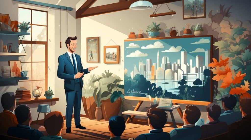 SEO manager presenting to company employees